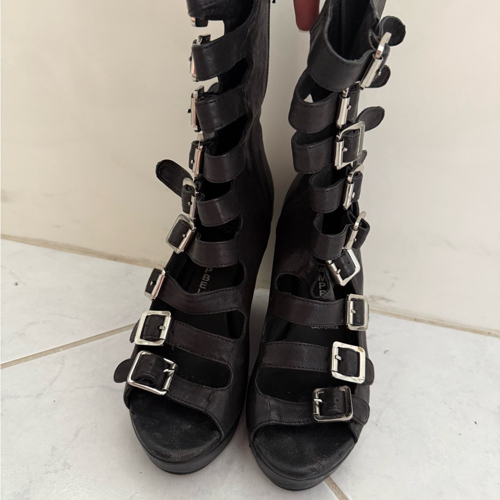 Jeffrey Campbell Potion Black Ankle Boots with Buckles